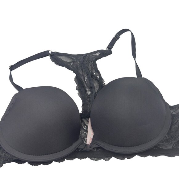 Candies Padded Lace Racerback Bra Dk Gray 34B Underwire Adjustable Straps Comfor - Picture 1 of 4